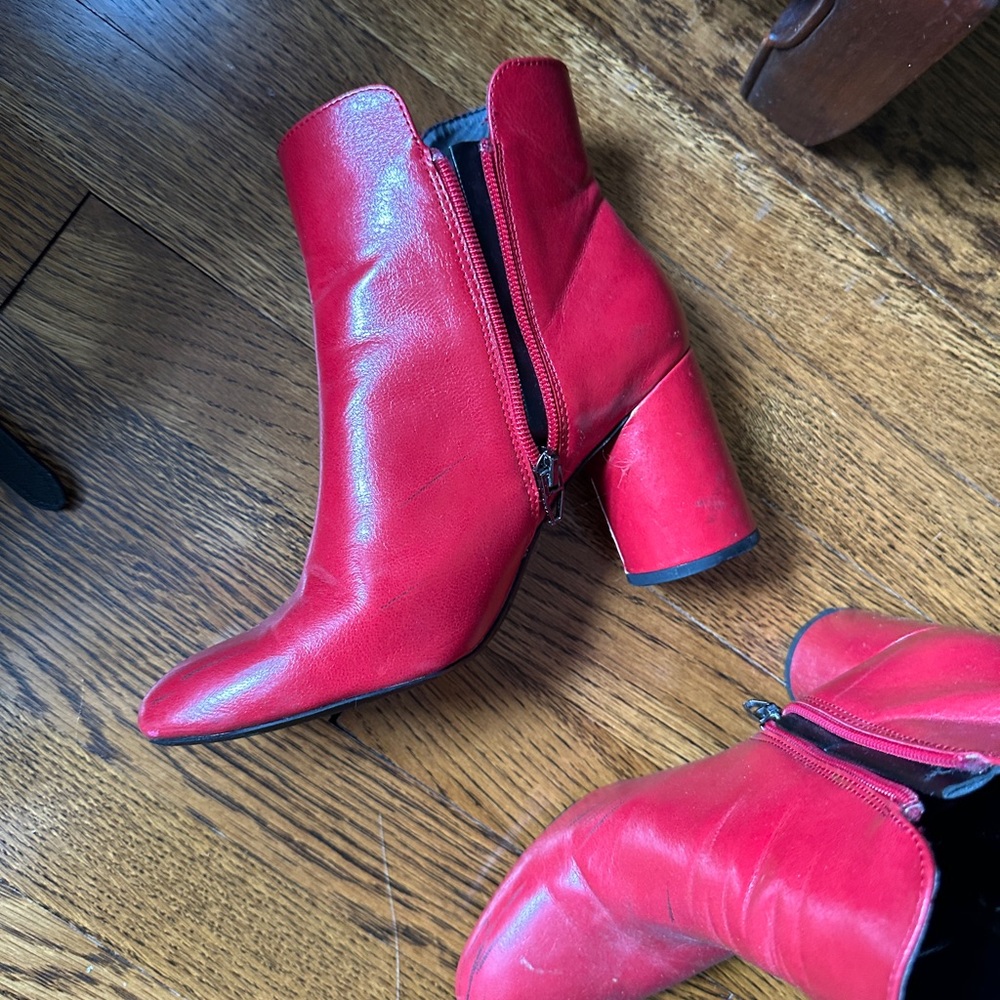 Bershka Bold Red Heeled Boots